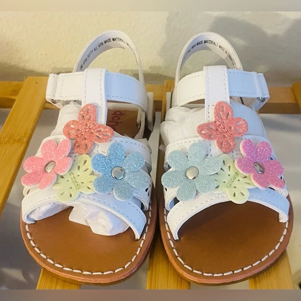 NEW…Rachel Shoes Glitter Floral Sandals